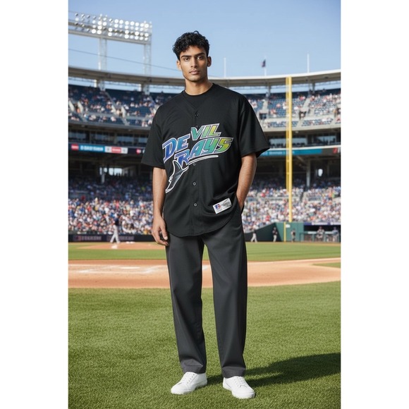 Russell Athletic Other - Vintage Russell Athletic Mens Tampa Bay Devil Rays‎ Baseball Jersey 40 Black USA